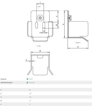 Stahl Unterauflageschuh 60x60mm Profile verzinkt Stoßstange